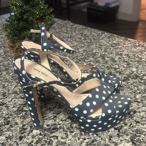 Miu Miu Navy Polka Dot Heels